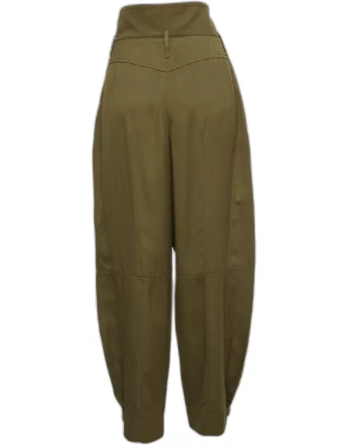 Givenchy Green Pleated Crepe High-Waisted Tapered Military Trousers