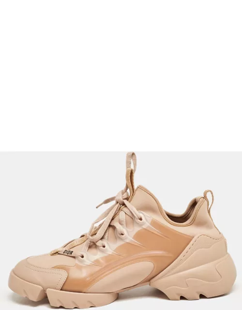 Dior Beige Stretch Fabric and Leather D-Connect Low Top Sneaker