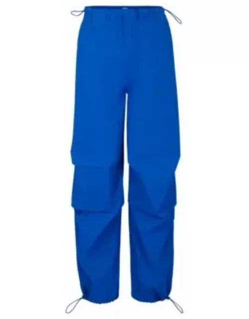 Baggy-fit parachute trousers in cotton- Light Blue Women's All Clothing