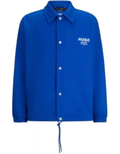 Slim-fit coach jacket with logo prints- Light Blue Men's Casual Jacket
