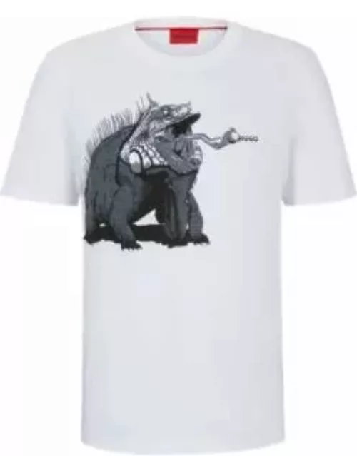 Cotton-jersey regular-fit T-shirt with seasonal artwork- White Men's T-Shirt