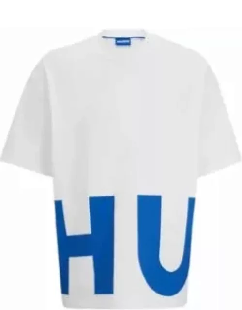 Cotton-jersey T-shirt with wrap-around logo- White Men's T-Shirt