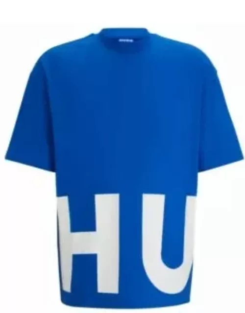 Cotton-jersey T-shirt with wrap-around logo- Light Blue Men's T-Shirt