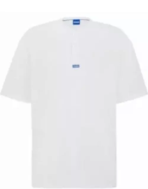 Loose-fit T-shirt with Henley neckline- White Men's T-Shirt