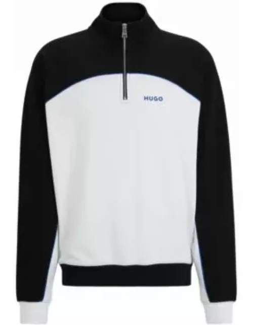 Cotton-terry sweatshirt with color-blocking and branding- White Men's Tracksuit
