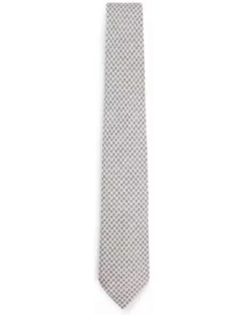 Dot-print tie in linen and cotton- Light Beige Men's Tie
