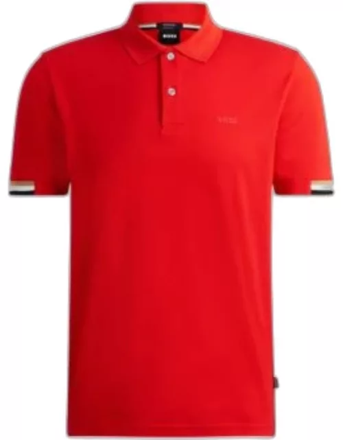 Regular-fit polo shirt with rubberized logo- Red Men's Polo Shirt