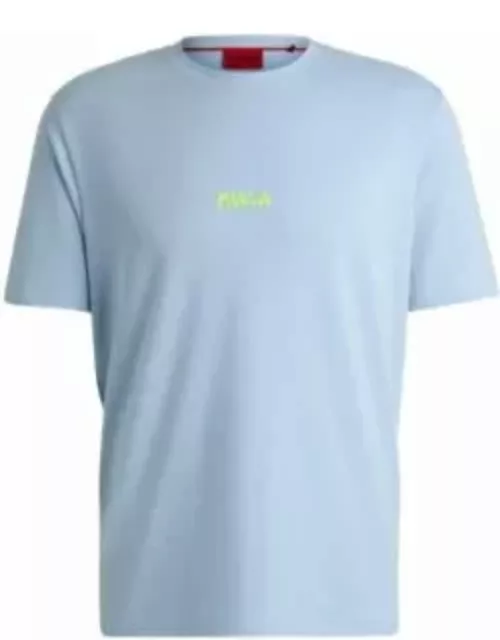 Cotton-jersey relaxed-fit T-shirt with double logo- Light Blue Men's T-Shirt