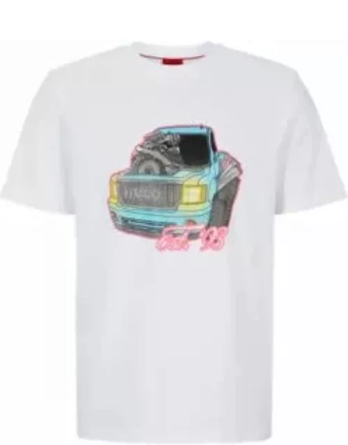 Relaxed-fit T-shirt in cotton with car artwork- White Men's T-Shirt