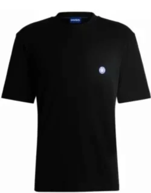 Cotton-jersey T-shirt with smiley-face logo- Black Men's T-Shirt