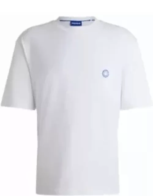 Cotton-jersey T-shirt with smiley-face logo- White Men's T-Shirt