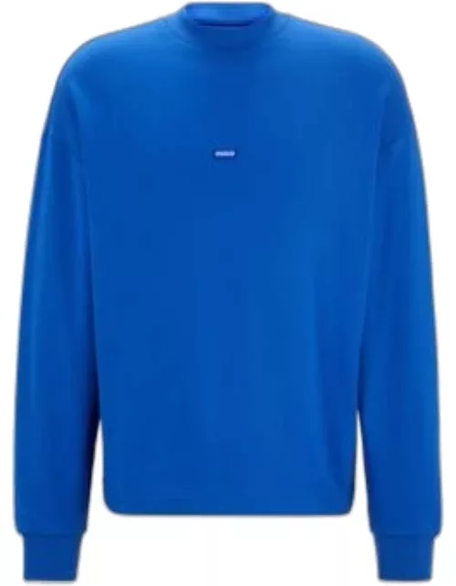 Cotton-terry sweatshirt with blue logo label- Light Blue Men's Tracksuit