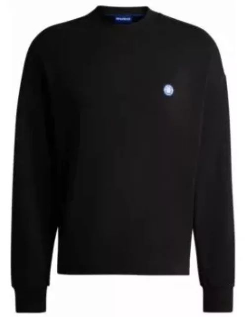 Cotton-terry sweatshirt with smiley-face logo patch- Black Men's Tracksuit