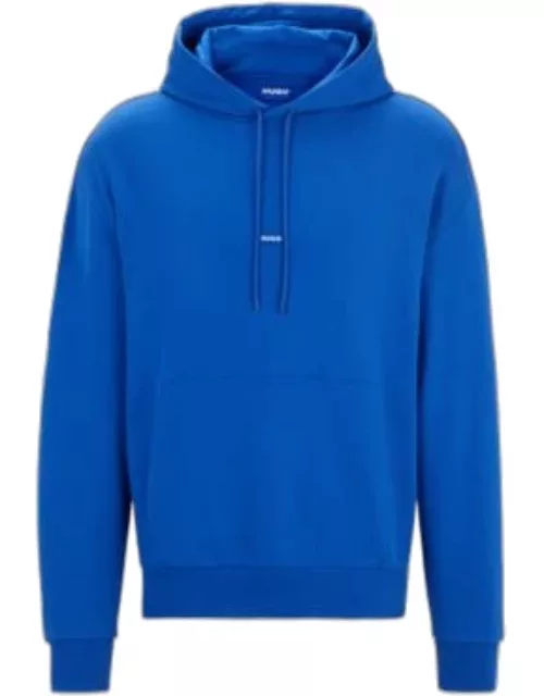 Cotton-terry hoodie with blue logo label- Light Blue Men's Tracksuit