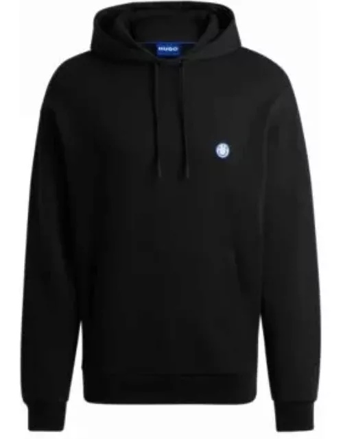 Cotton-terry hoodie with smiley-face logo- Black Men's Tracksuit