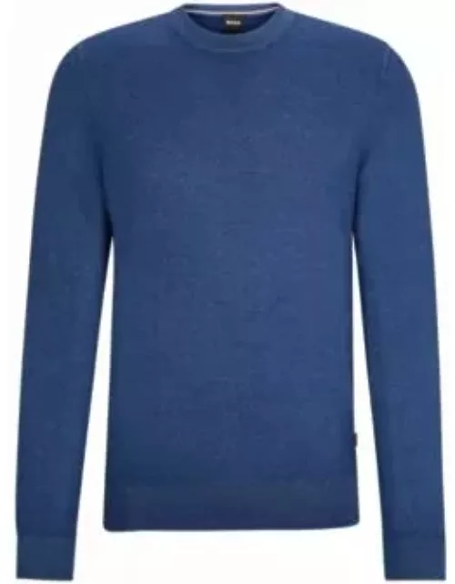Regular-fit sweater in 100% cashmere with ribbed cuffs- Light Blue Men's Sweater