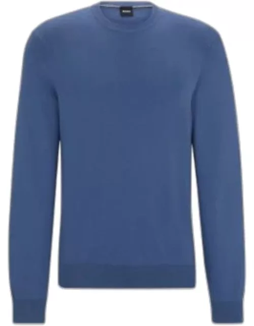 Regular-fit sweater in 100% cotton with ribbed cuffs- Light Blue Men's Sweater