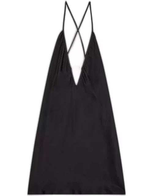 Diesel Ufpt-mayra-d Black satin mini dress with Oval D logo - Ufpt Mayra D
