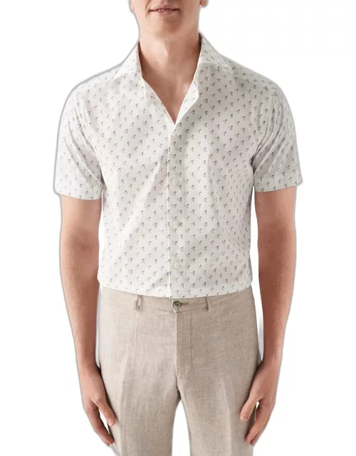 Men's Contemporary Fit Drink Print Short-Sleeve Shirt