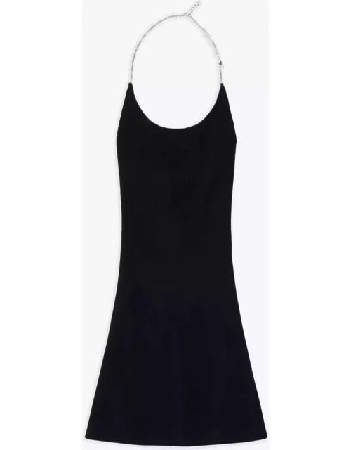 Diesel M-arlette Black ribbbed knit short dress with metal chain - M-Arlette
