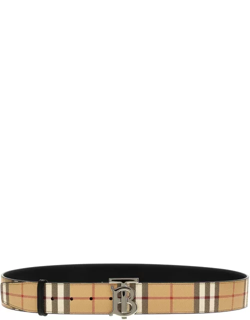Burberry Tb Belt In Leather And Check