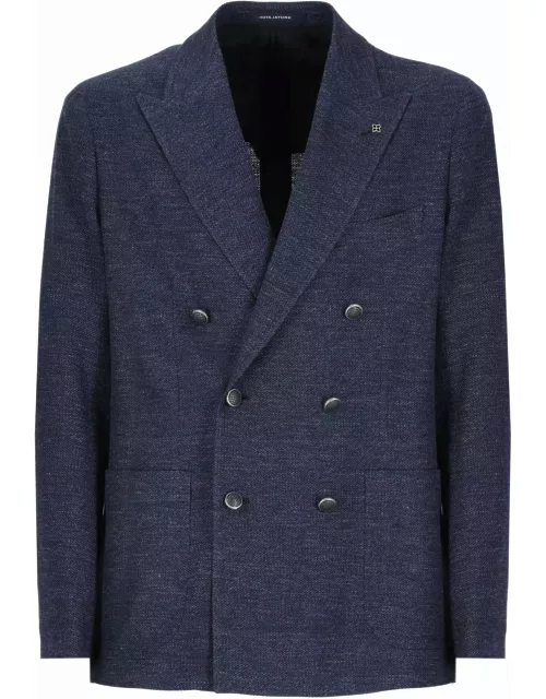 Tagliatore Linen And Cotton Double-breasted Jacket