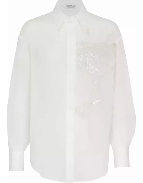 Brunello Cucinelli Floral Embroidery Shirt
