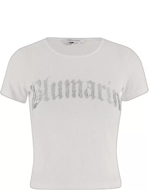 Blumarine Stretch Cotton T-shirt With Logo