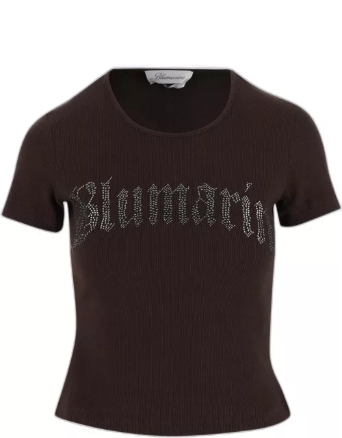Blumarine Stretch Cotton T-shirt With Logo
