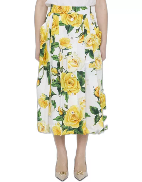Dolce & Gabbana Rose-print Midi Skirt