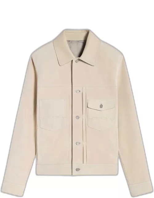Men's Suede Button-Front Blouson Jacket