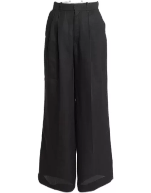 Wide Ramie Voile Sailor Pants With Front Pleat