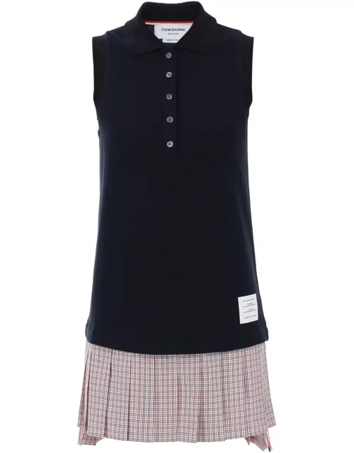 THOM BROWNE Mini polo-style dress with pleated bottom.