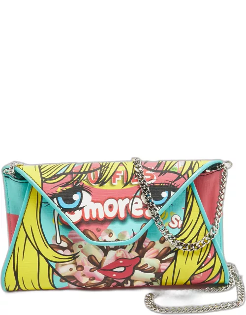 Moschino Multicolor Coated Canvas and Leather Smores Chain Clutch