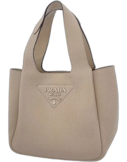 Prada Beige Leather Mini Top Handle Bag