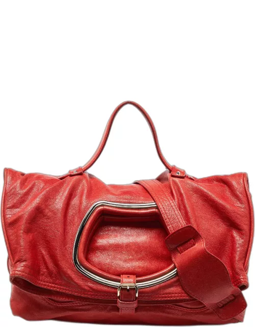 Balenciaga Red Leather Convertible Bracelet Bag