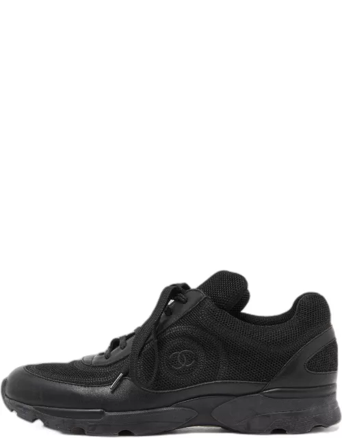 Chanel Black Mesh and Leather Low Top Sneaker
