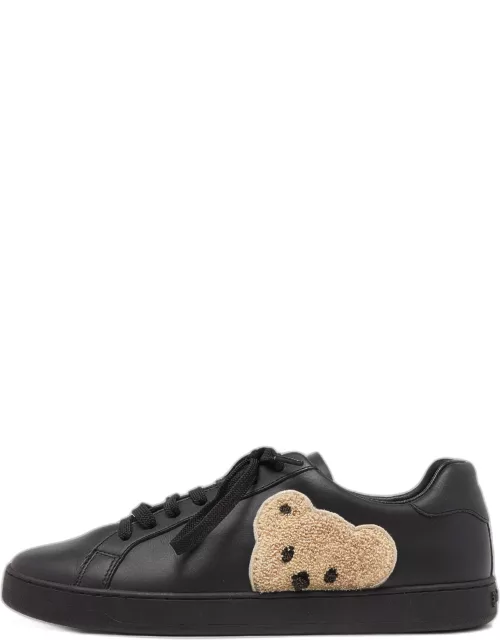 Palm Angels Black Leather Teddy Low Top Sneaker