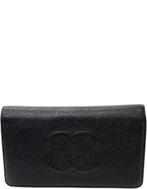 Chanel Black Caviar Long Wallet