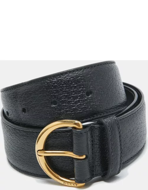 Gucci Black Textured Leather Buckle Belt 70 C