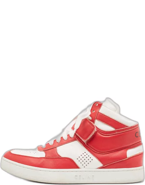 Celine Red/White Leather High Top Sneaker