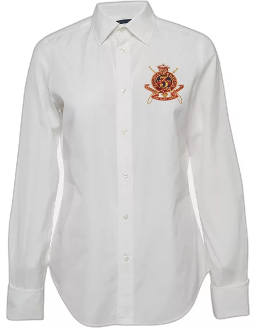 Ralph Lauren White Embroidered Cotton Tailored Shirt