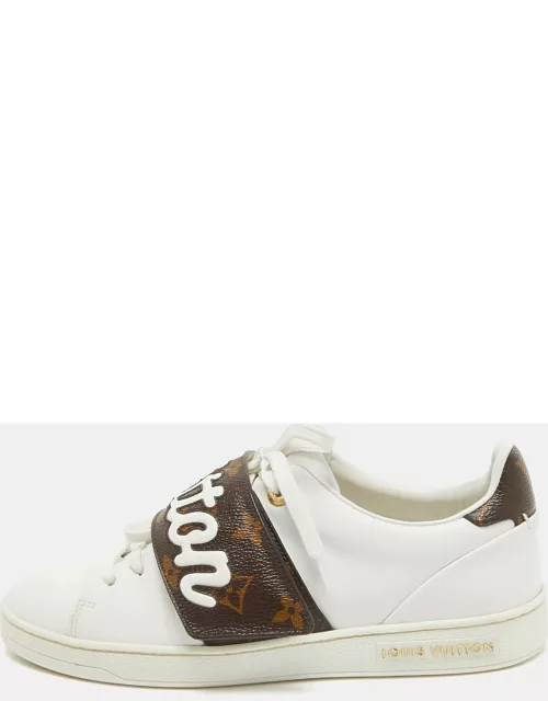 Louis Vuitton White/Brown Monogram Canvas and Leather Low Top Sneaker