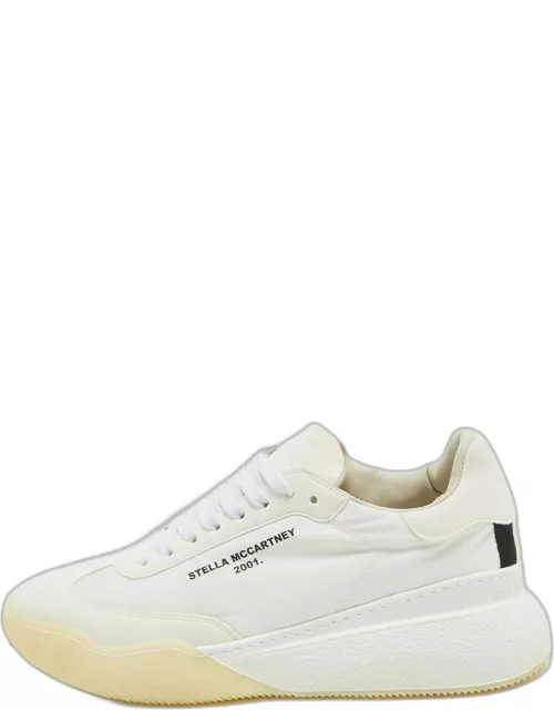 Stella McCartney White Faux Suede and Faux Leather Athletic Sneaker