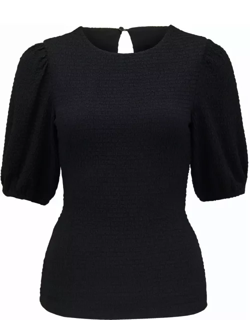 Forever New Women's Jolanta Textured Puff-Sleeve Top in Black