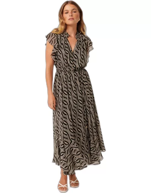 Forever New Women's Maxine Petite Ruffle-Sleeve Midi Dress in Bedford Geo