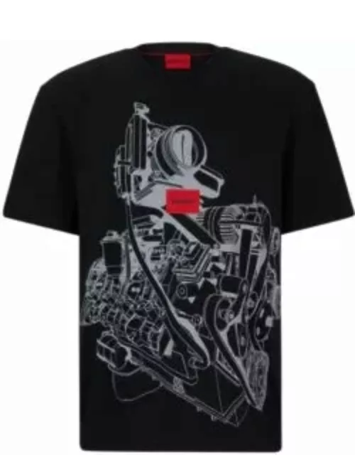 Relaxed-fit T-shirt in cotton jersey with seasonal artwork- Black Men's T-Shirt