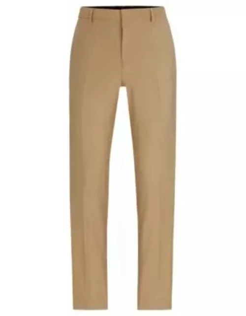 Slim-fit trousers in patterned super-flex fabric- Beige Men's Business Pant
