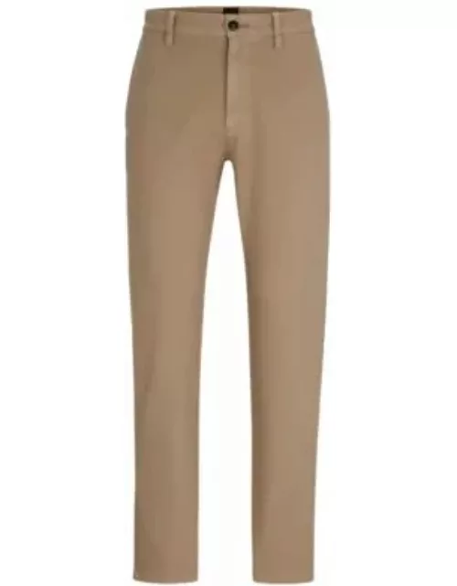 Tapered-fit trousers in honeycomb-structured stretch cotton- Light Brown Men's Casual Pant