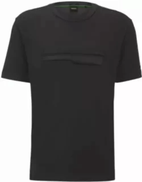 Regular-fit T-shirt in stretch cotton with logo artwork- Dark Grey Men's T-Shirt